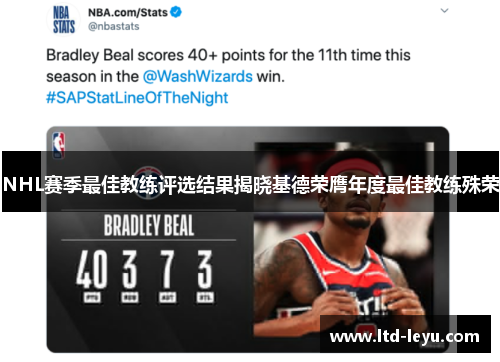 NHL赛季最佳教练评选结果揭晓基德荣膺年度最佳教练殊荣