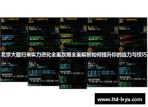 北京大腿归来实力进化全面攻略全面解析如何提升你的战力与技巧